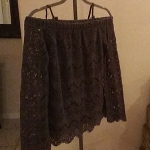 Lace lined off the shoulder top